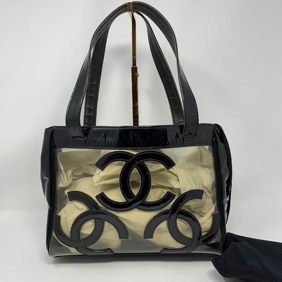CHANEL Handbags - Authentic CHANEL Triple Coco Clear Black Vinyl bag
